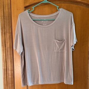 American Eagle Outfitters Soft Gray Mauve Cropped Boxy Tee Large